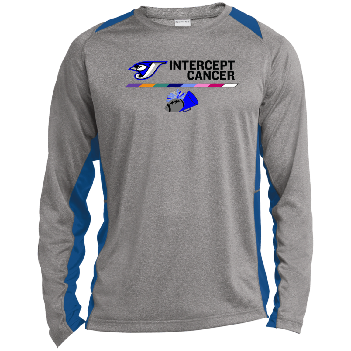 Intercept Cancer ST361LS Long Sleeve Heather Colorblock Performance Tee