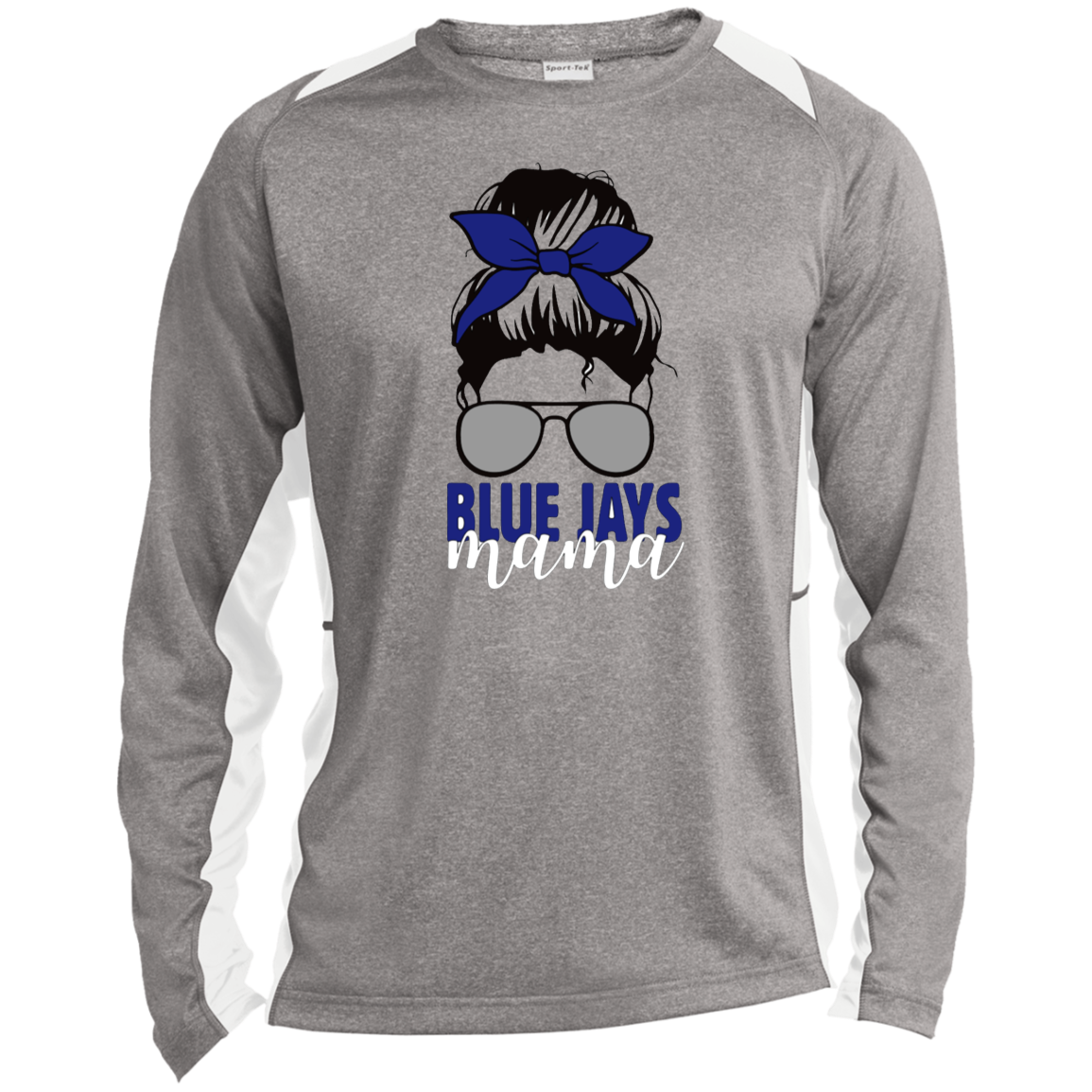 Blue Jays Mama ST361LS Long Sleeve Heather Colorblock Performance Tee