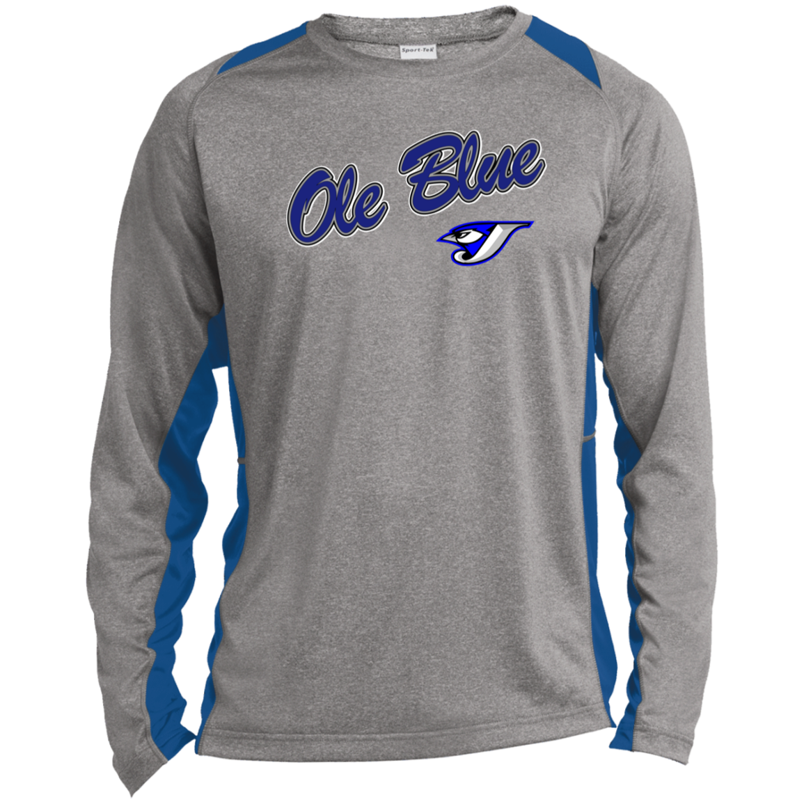 Ole Blue ST361LS Long Sleeve Heather Colorblock Performance Tee