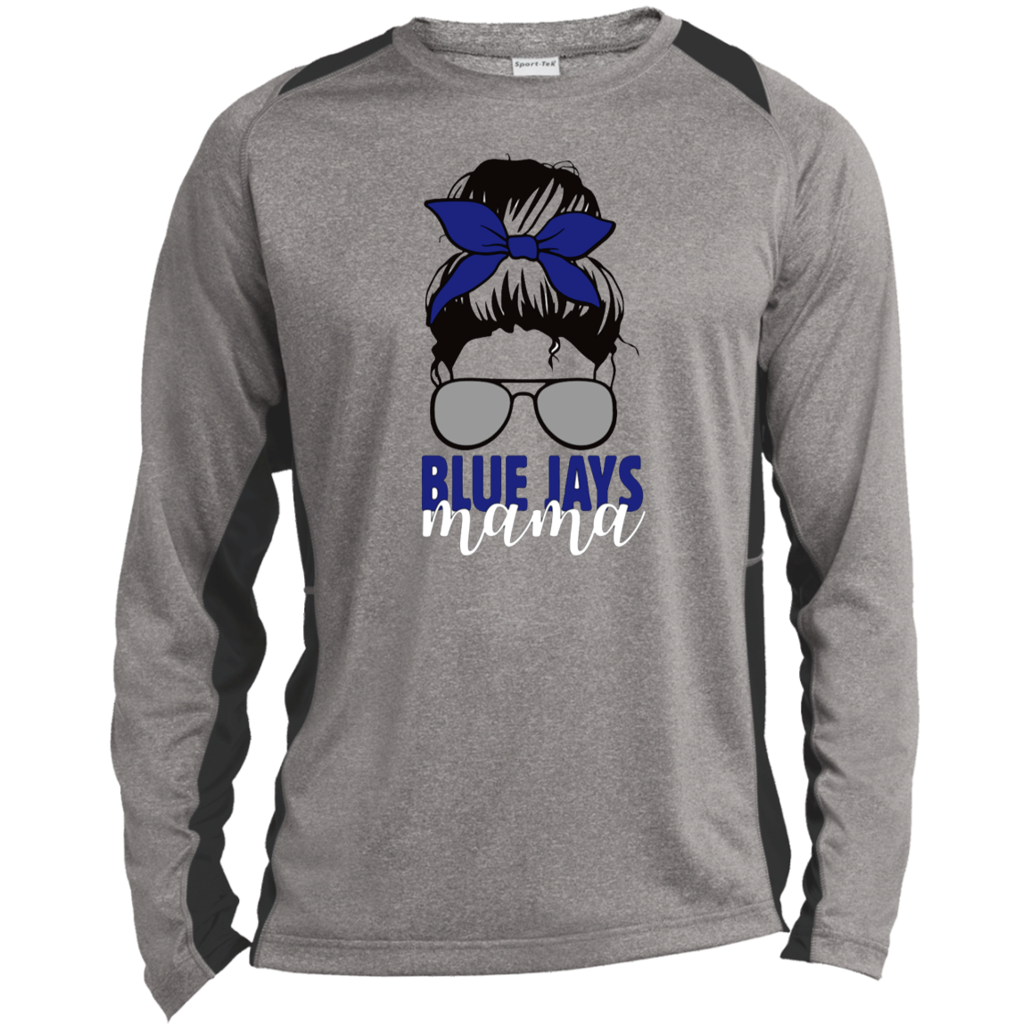 Blue Jays Mama ST361LS Long Sleeve Heather Colorblock Performance Tee